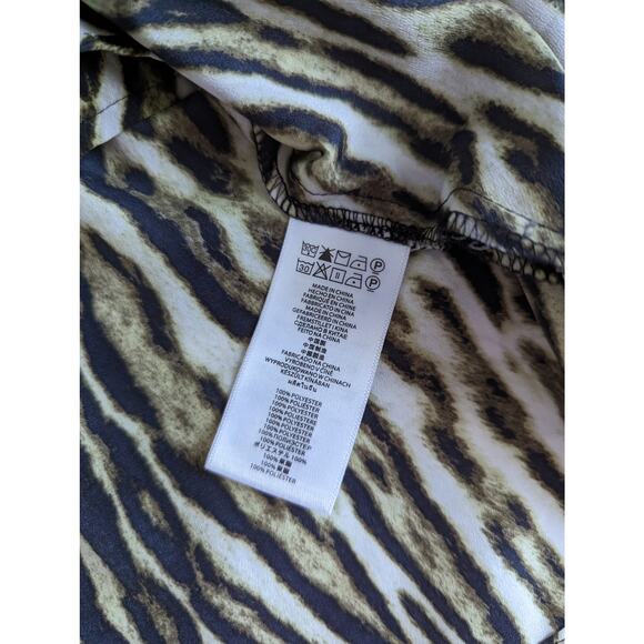 Michael Michael Kors Blouse XL Brown Animal Print 3/4 Length Sleeve - Picture 6 of 7
